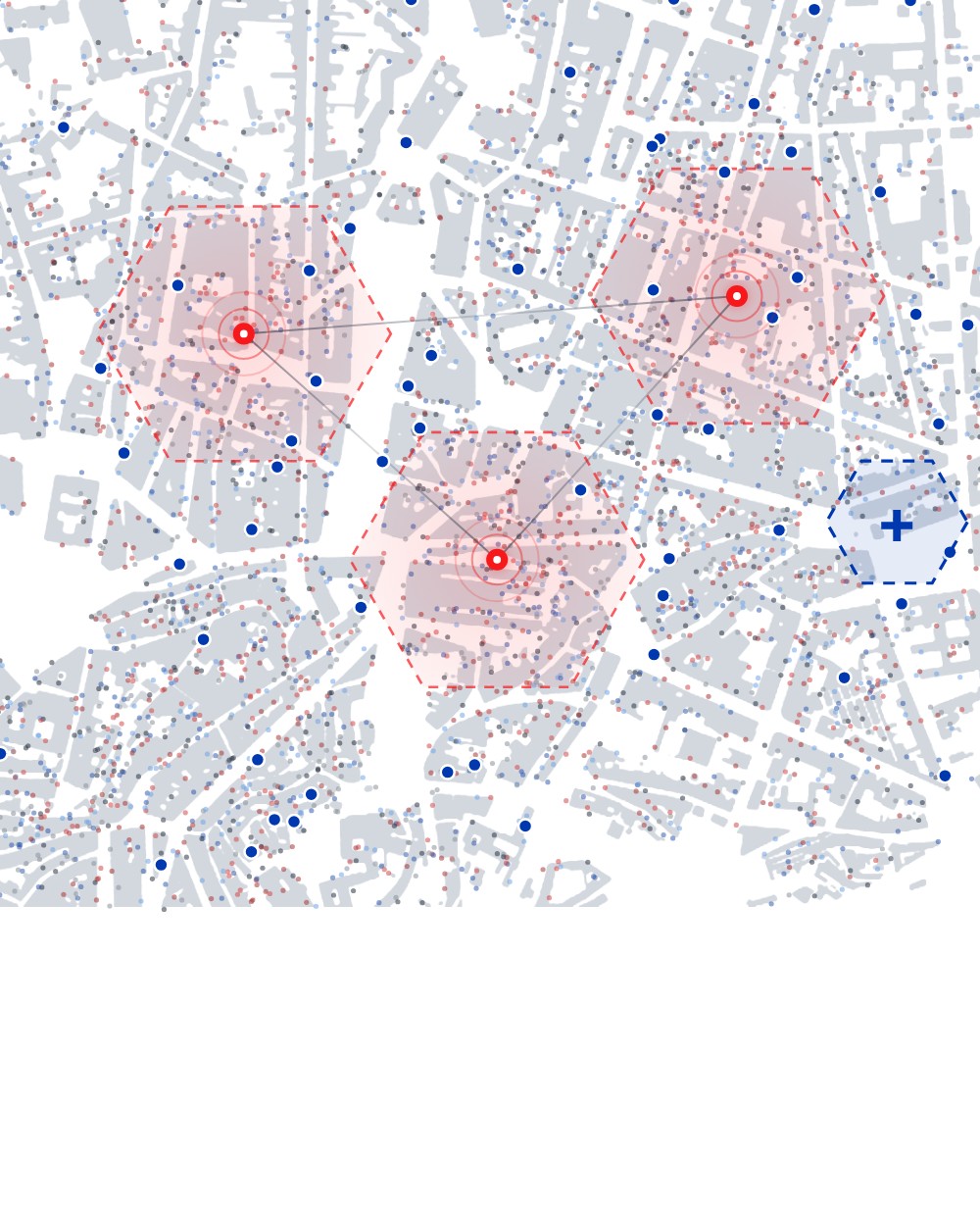 Retail map: store network, catchment areas and a market gap